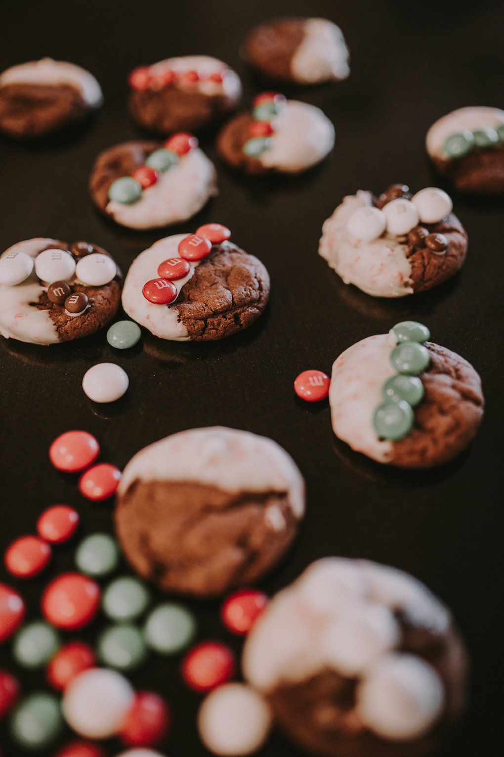 m&m white peppermint chocolate cookies