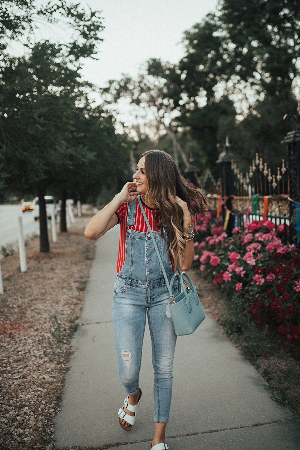 Red Striped Tee + Overalls by Utah fashion blogger Dani Marie