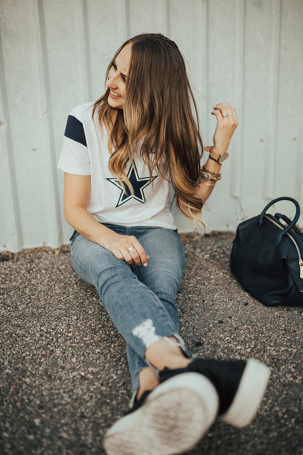 What To Wear On Game Day: My Dallas Cowboys Shirt by Utah fashion blogger Dani Marie