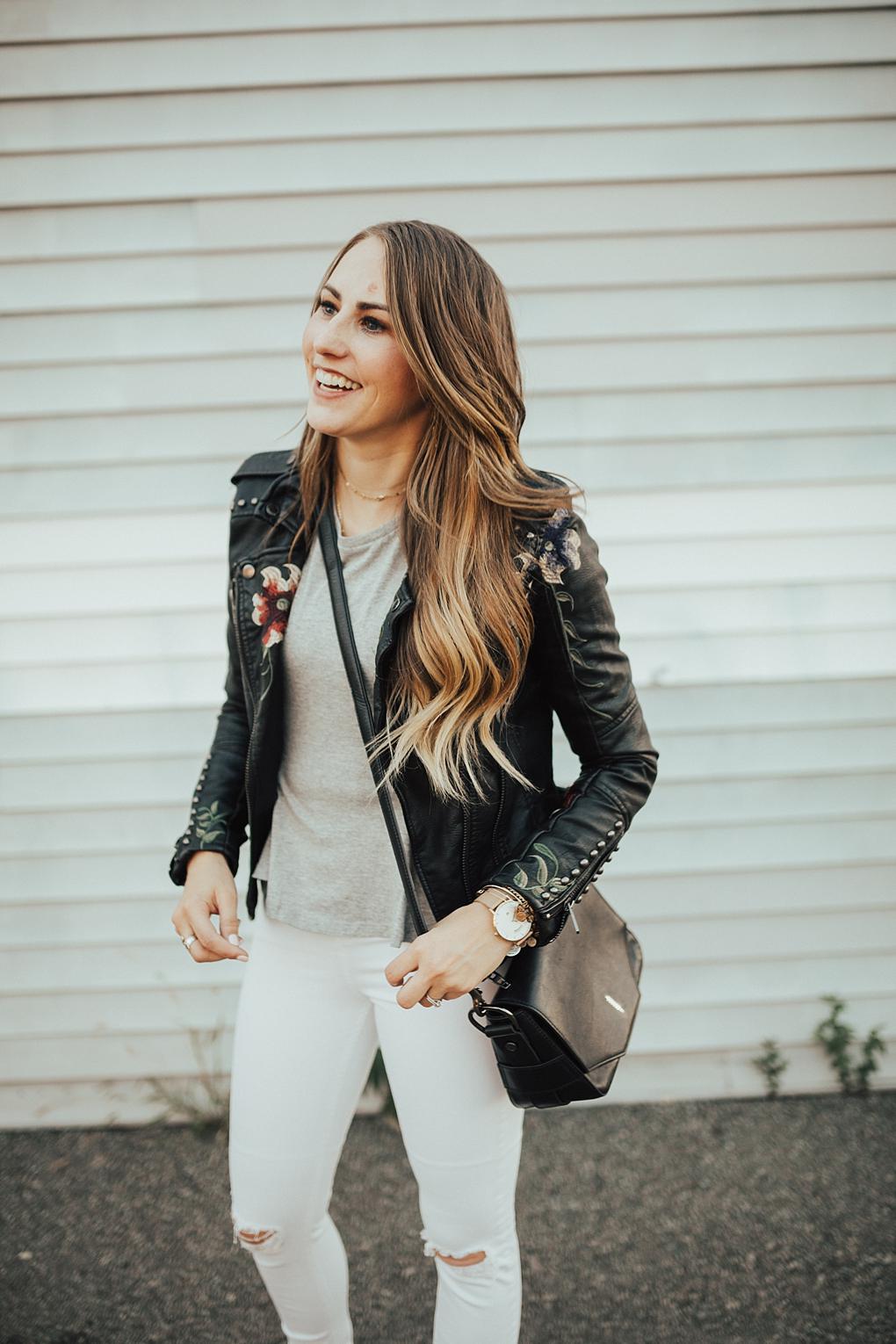 Floral Leather Jacket & 7 Pieces That Are Perfect For The Embroidery Trend by Utah fashion blogger Dani Marie
